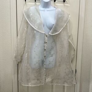 Vintage Coquette Sexy Sheer Day Jacket Robe Womens White Bedroom Fairycore 3X